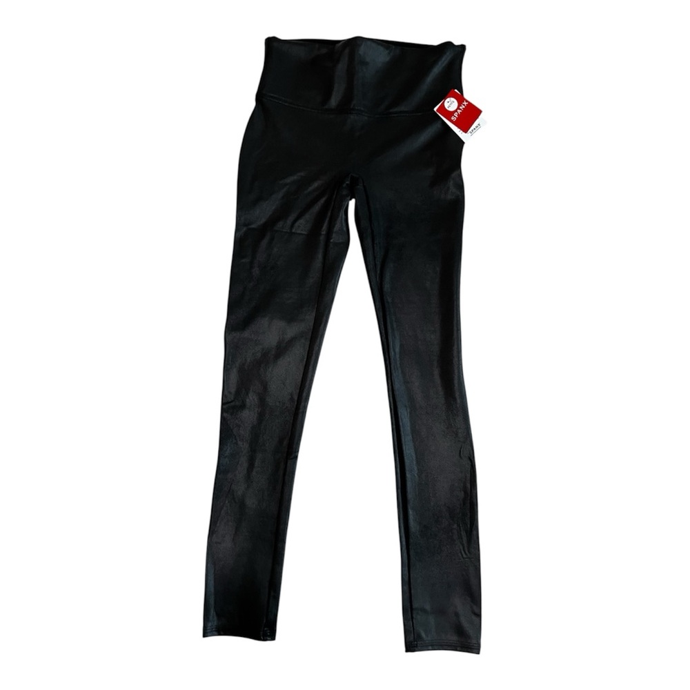 NWT SPANX Faux Leather Black Leggings Size Medium Petite